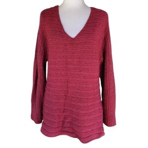 Habitat Clothes To Live In Chunky Rib Knit V Neck Sweater Button Detail Large